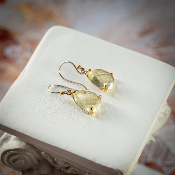 Gold Tektite Drop Earrings