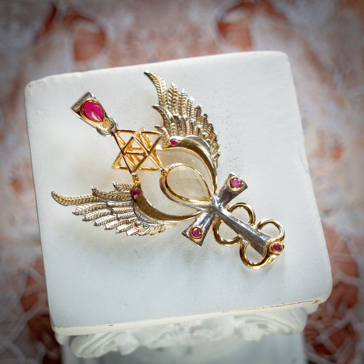 Egyptian Fire Pendant with Gold Tektite
