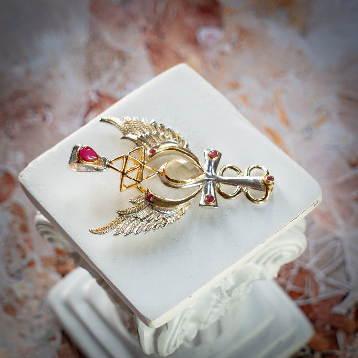 Egyptian Fire Pendant with Gold Tektite