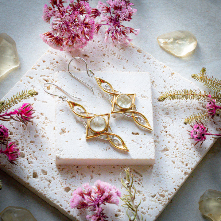 Gold Tektite Etheria Earrings