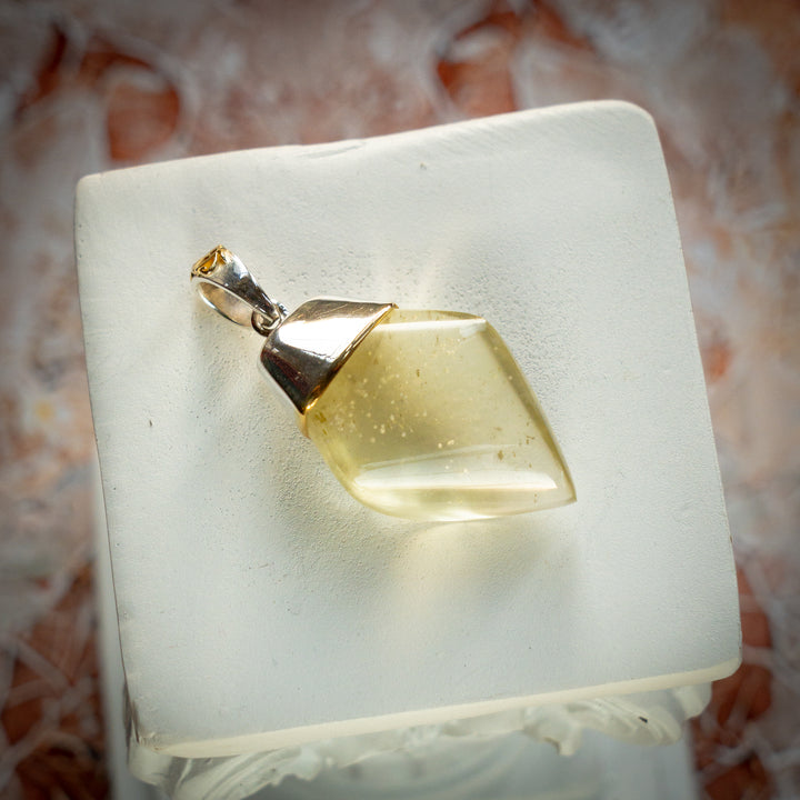 Gold Tektite Flame Pendant
