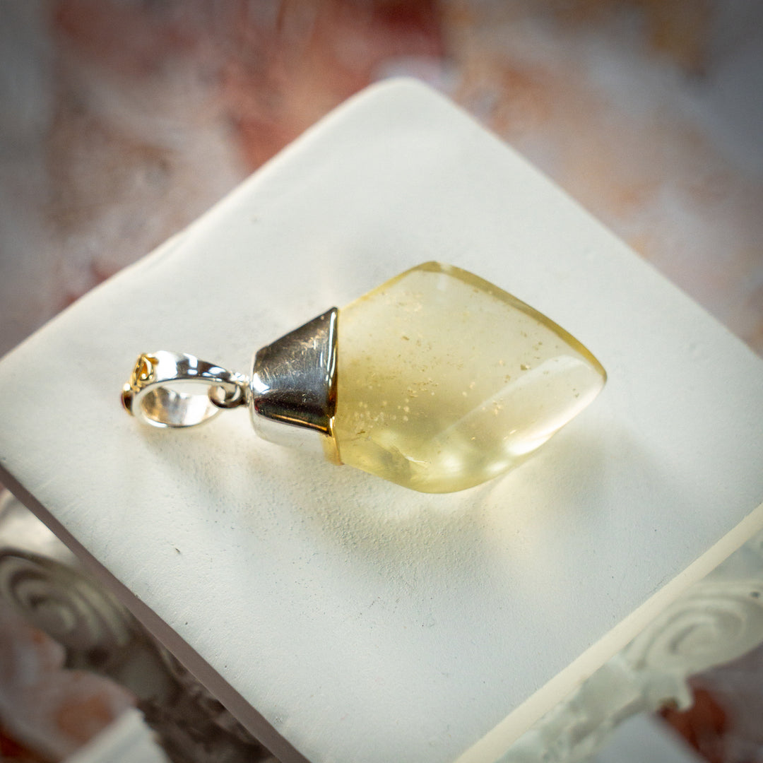 Gold Tektite Flame Pendant