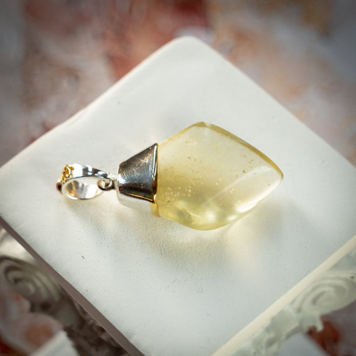 Gold Tektite Flame Pendant