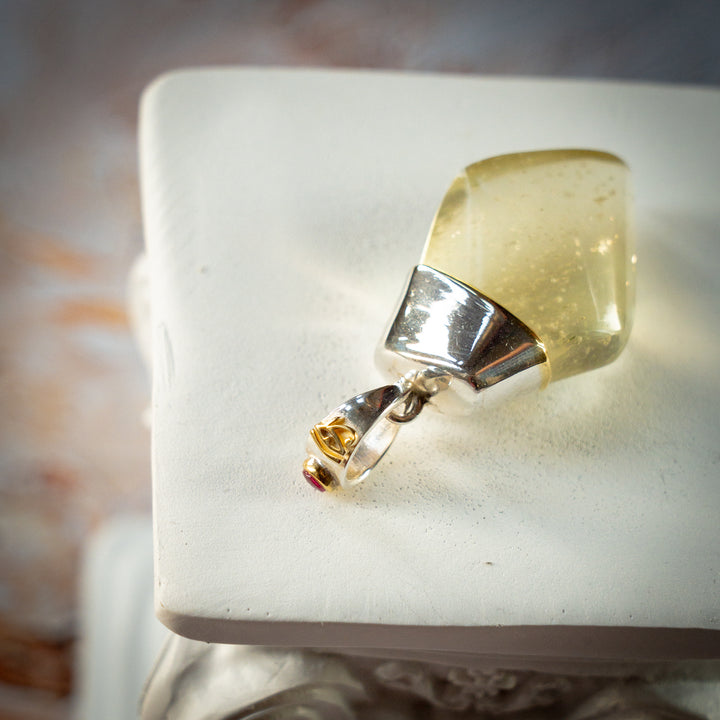 Gold Tektite Flame Pendant