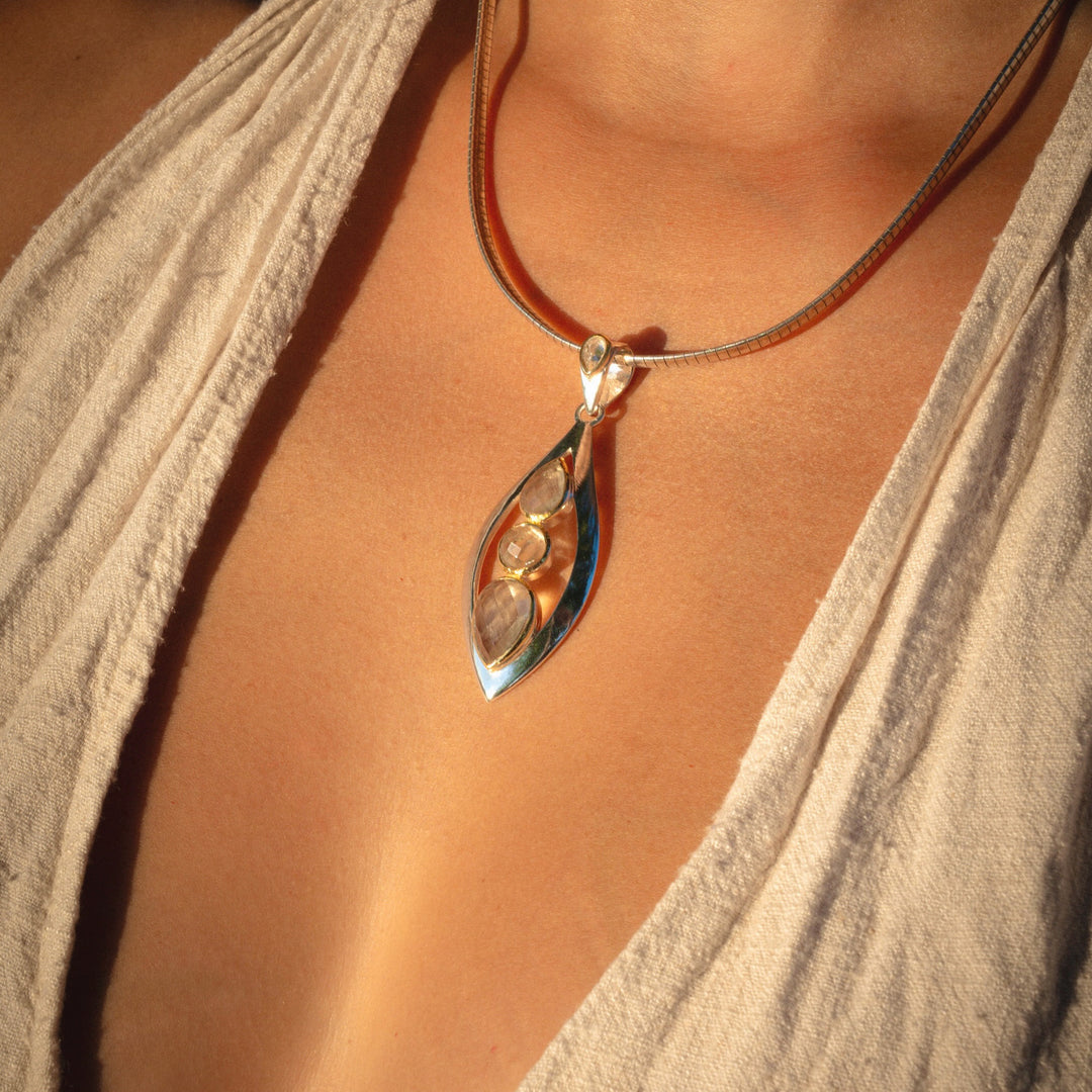 Gold Tektite Trinity Pendant