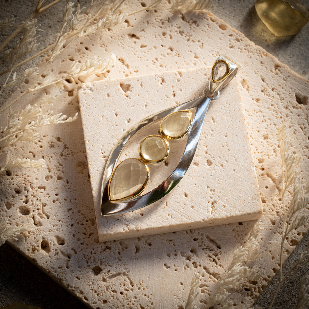Gold Tektite Trinity Pendant