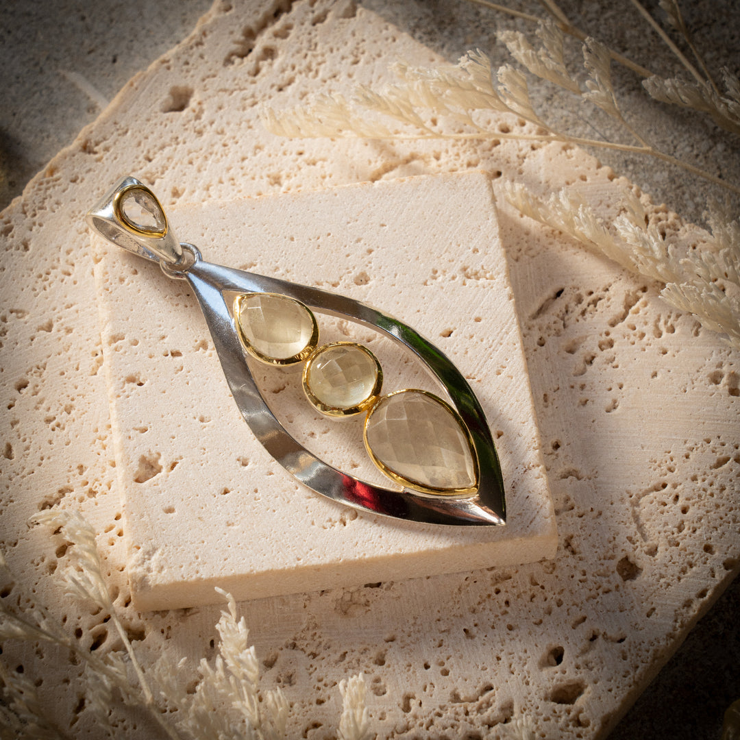 Gold Tektite Trinity Pendant