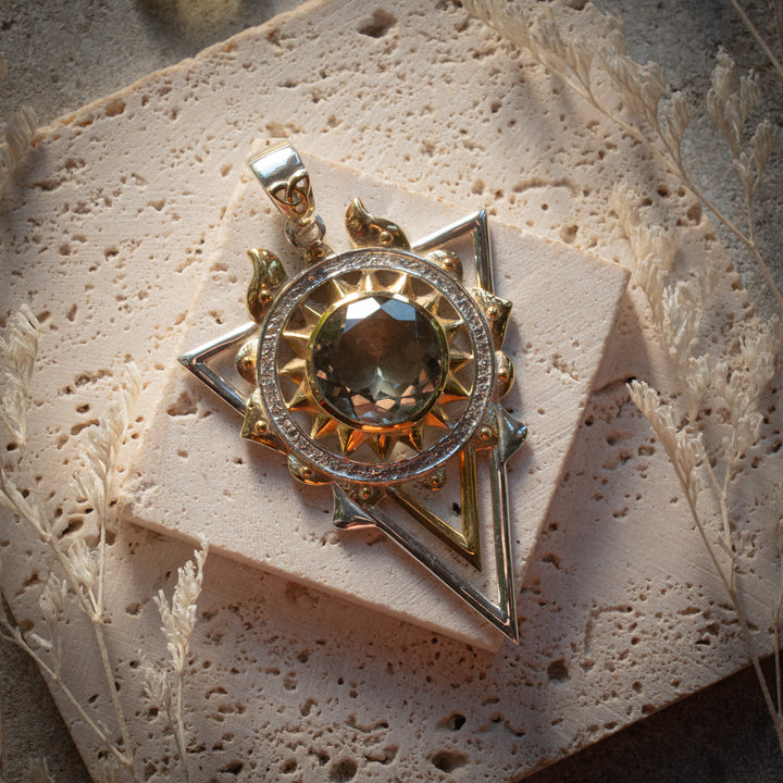 Green Amethyst Solar Stargate Pendant