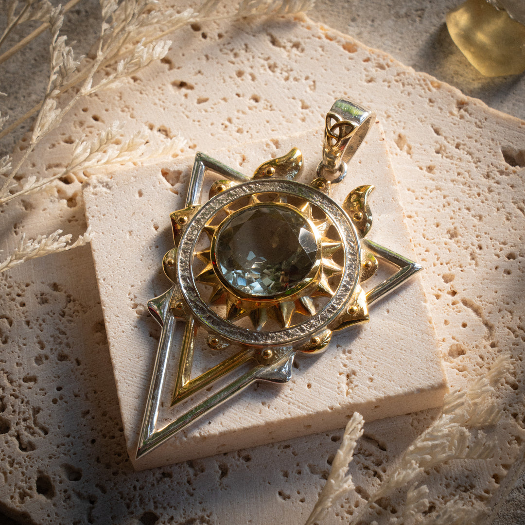 Green Amethyst Solar Stargate Pendant