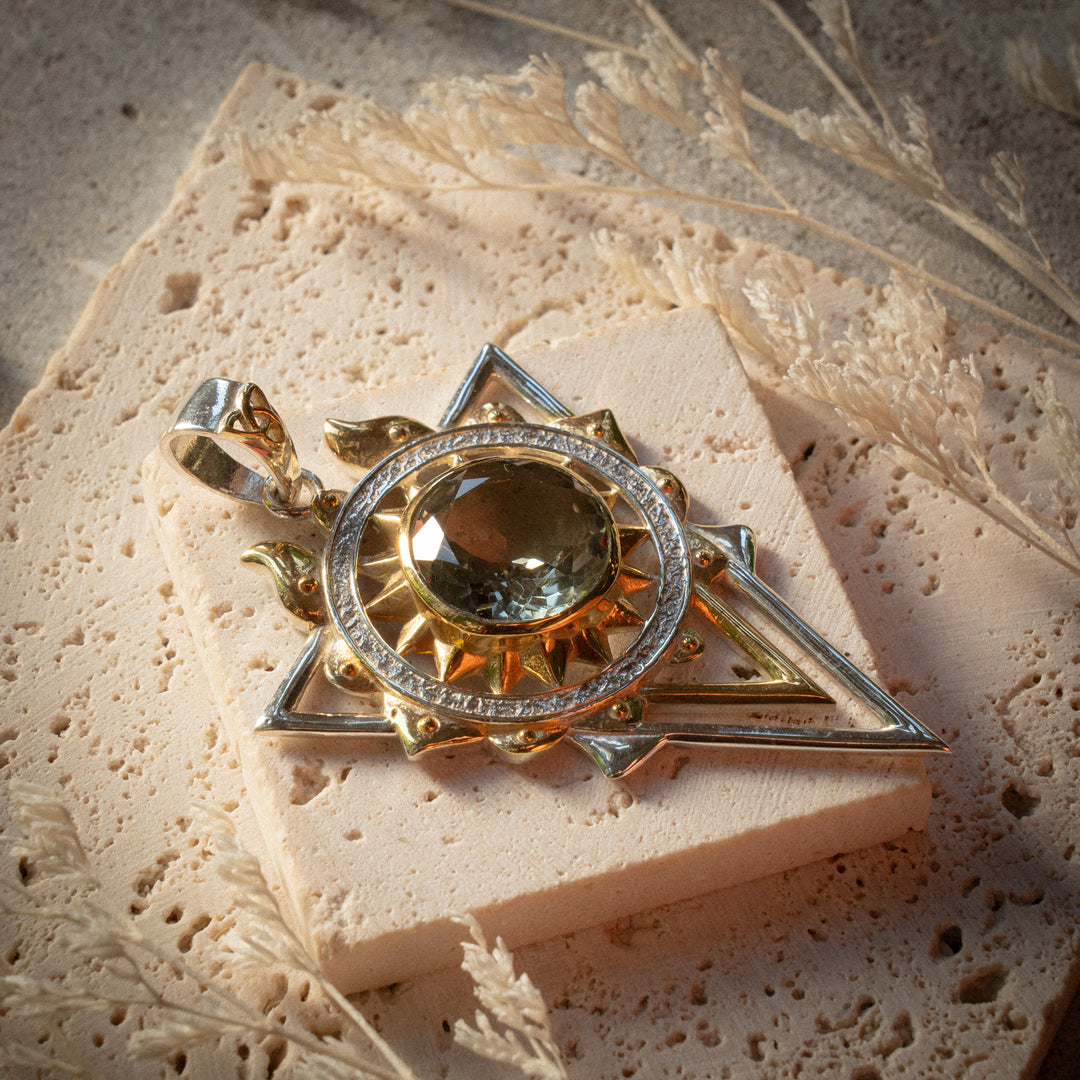 Green Amethyst Solar Stargate Pendant
