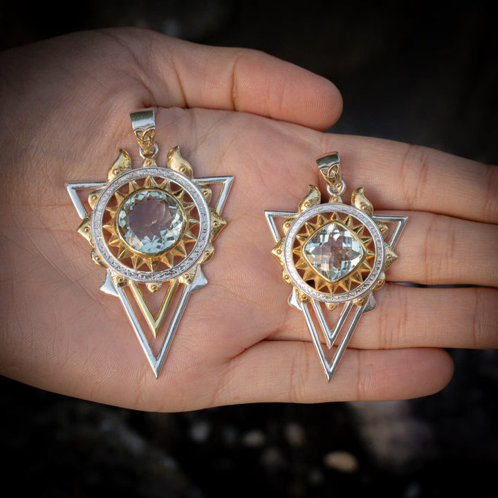 Green Amethyst Solar Stargate Pendant