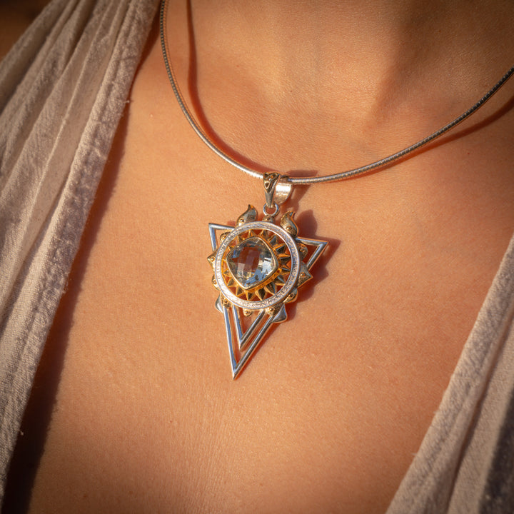 Green Amethyst Solar Stargate Pendant