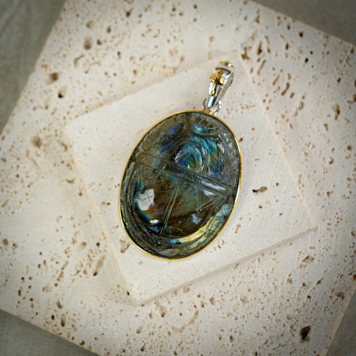 Labradorite Scarab Pendant