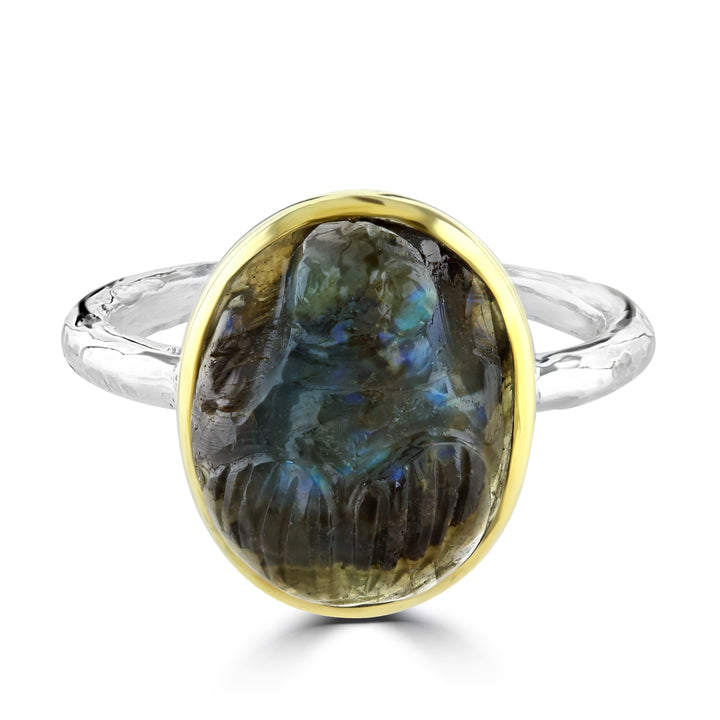 Labradorite Scarab Ring