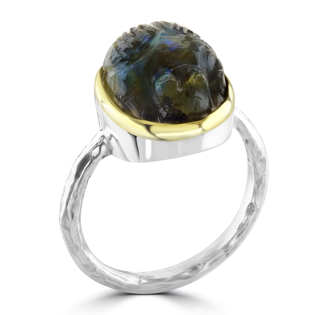 Labradorite Scarab Ring