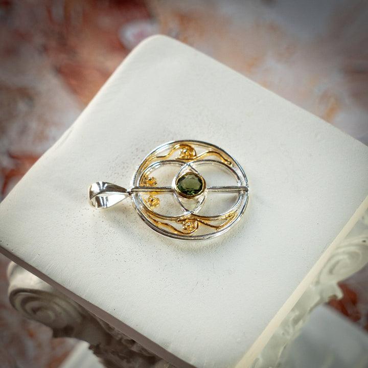 Moldavite Chalice Well Pendant