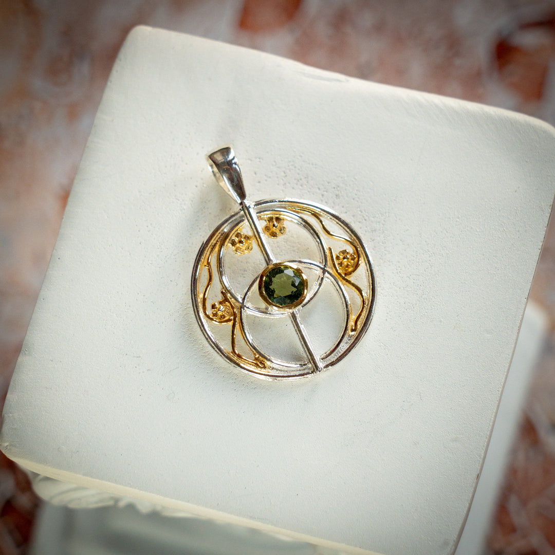 Moldavite Chalice Well Pendant