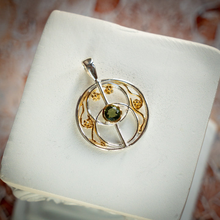 Moldavite Chalice Well Pendant