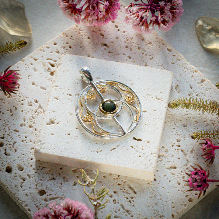 Moldavite Chalice Well Pendant