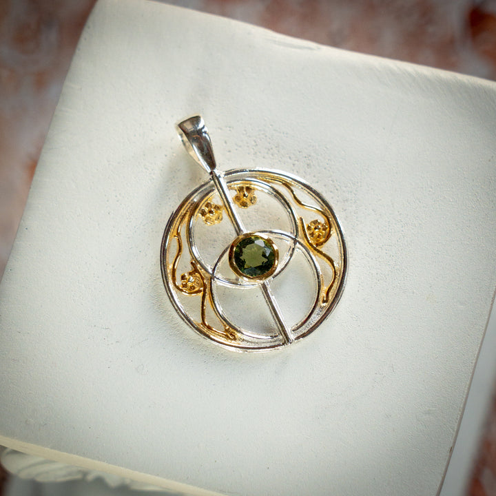 Moldavite Chalice Well Pendant