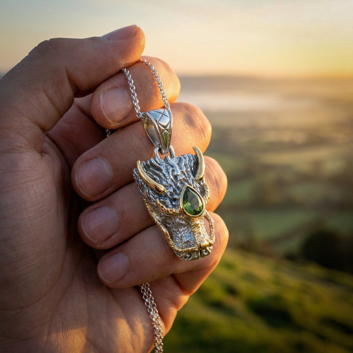 Moldavite Dragon Head Pendant