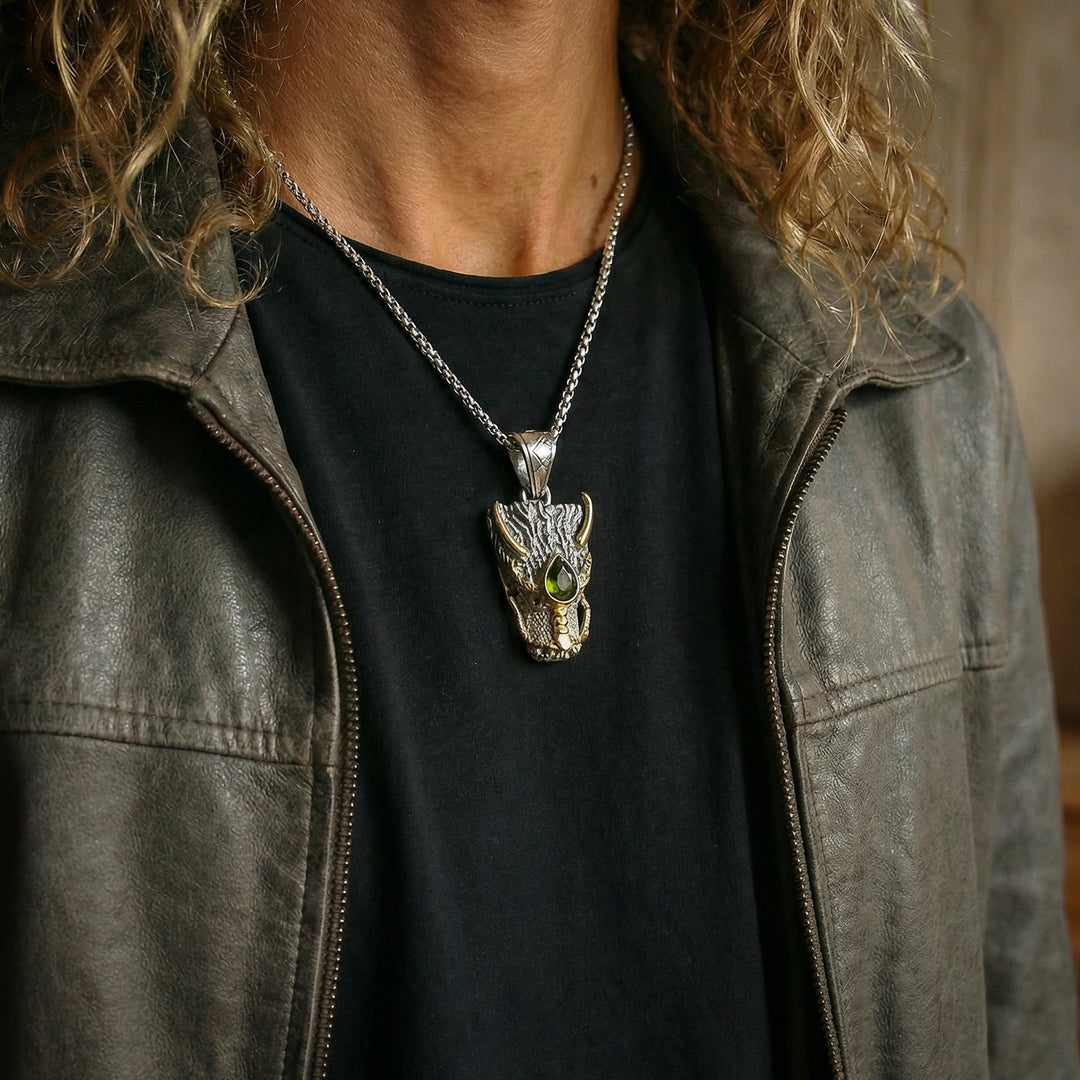 Moldavite Dragon Head Pendant