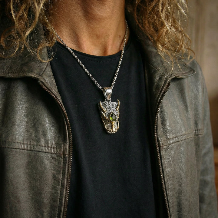 Moldavite Dragon Head Pendant