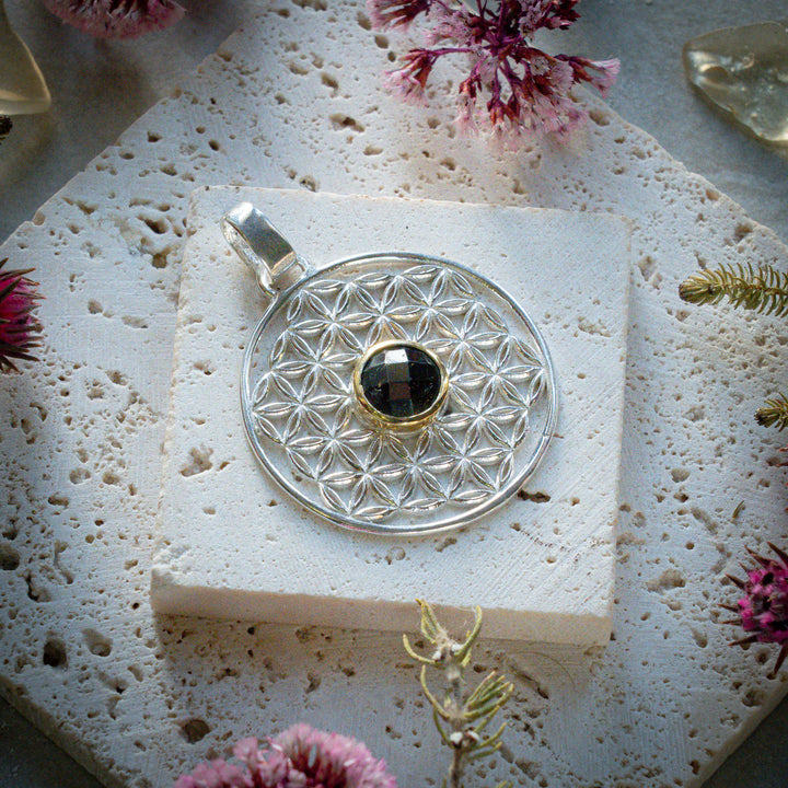 Moldavite Flower of Life Pendant