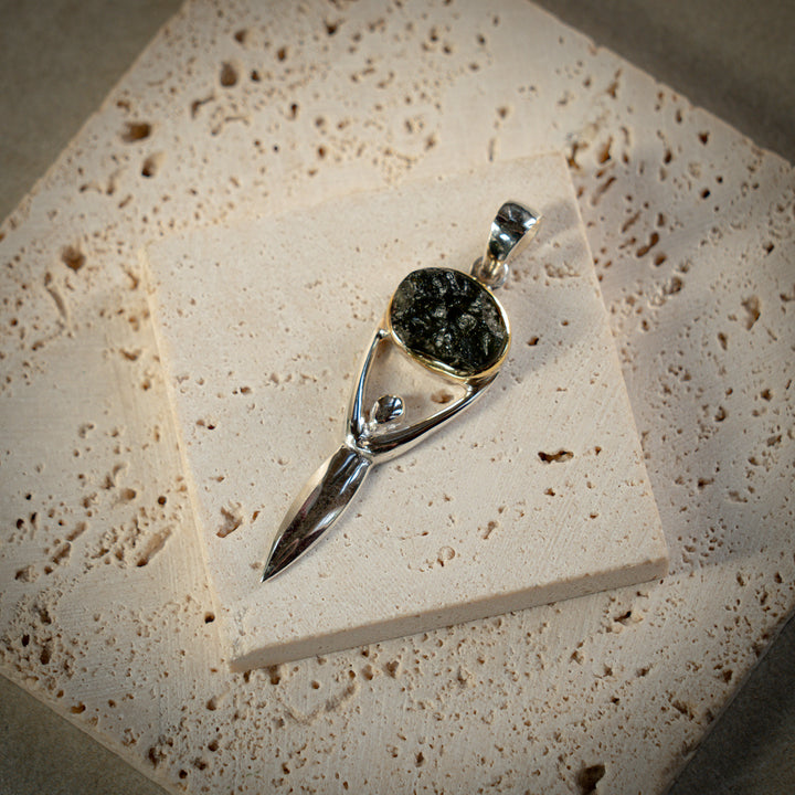 Moldavite Goddess Pendant
