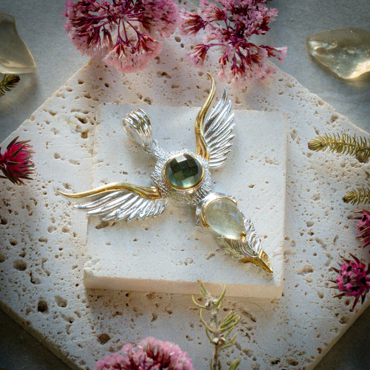 Moldavite & Gold Tektite Wings of Awakening