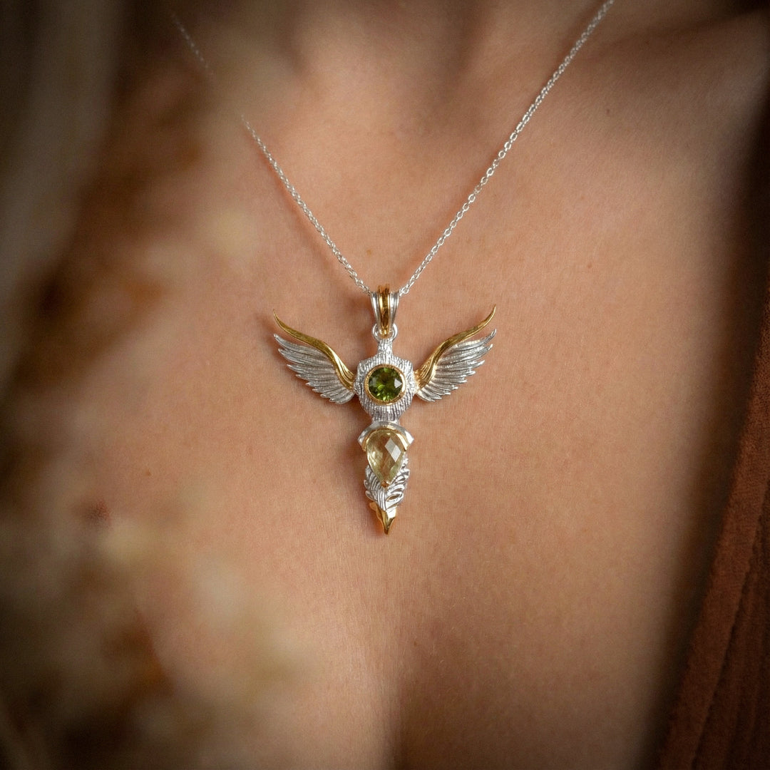 Moldavite & Gold Tektite Wings of Awakening