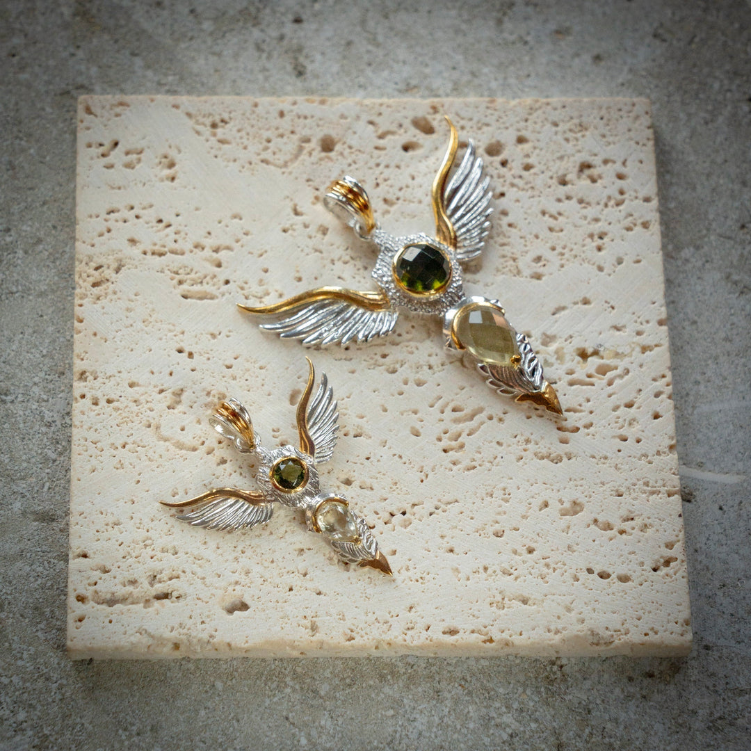 Moldavite & Gold Tektite Wings of Awakening