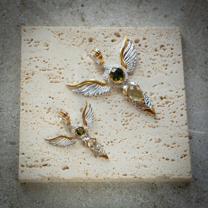 Moldavite & Gold Tektite Wings of Awakening