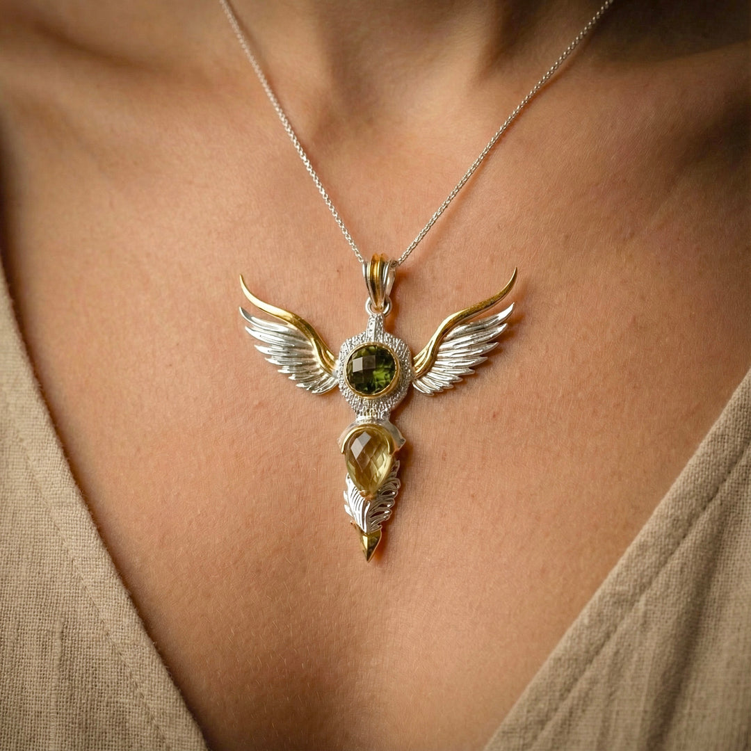 Moldavite & Gold Tektite Wings of Awakening