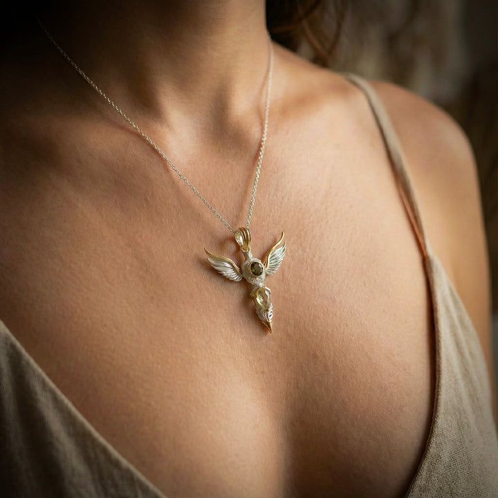 Moldavite & Gold Tektite Wings of Awakening