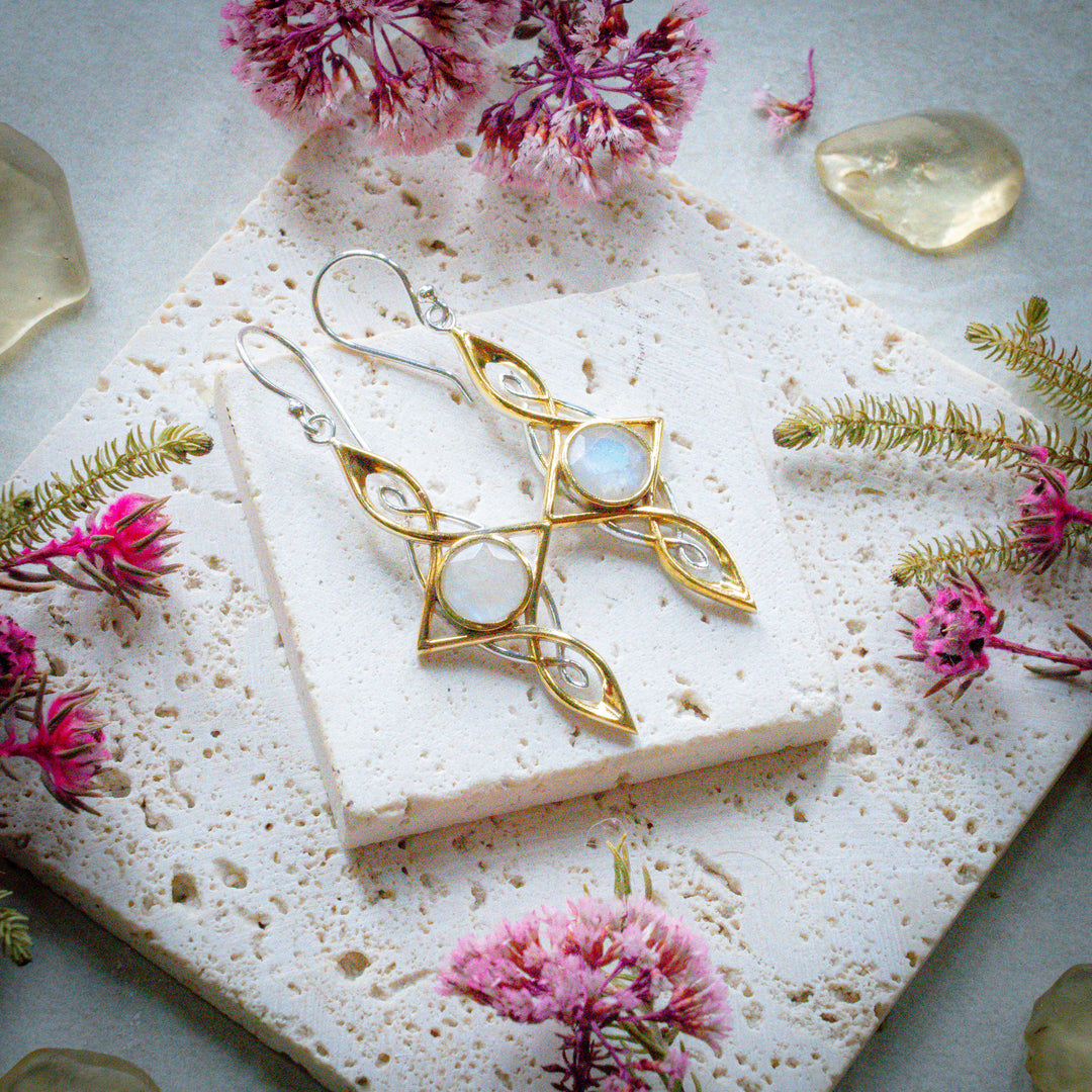 Rainbow Moonstone Etheria Earrings