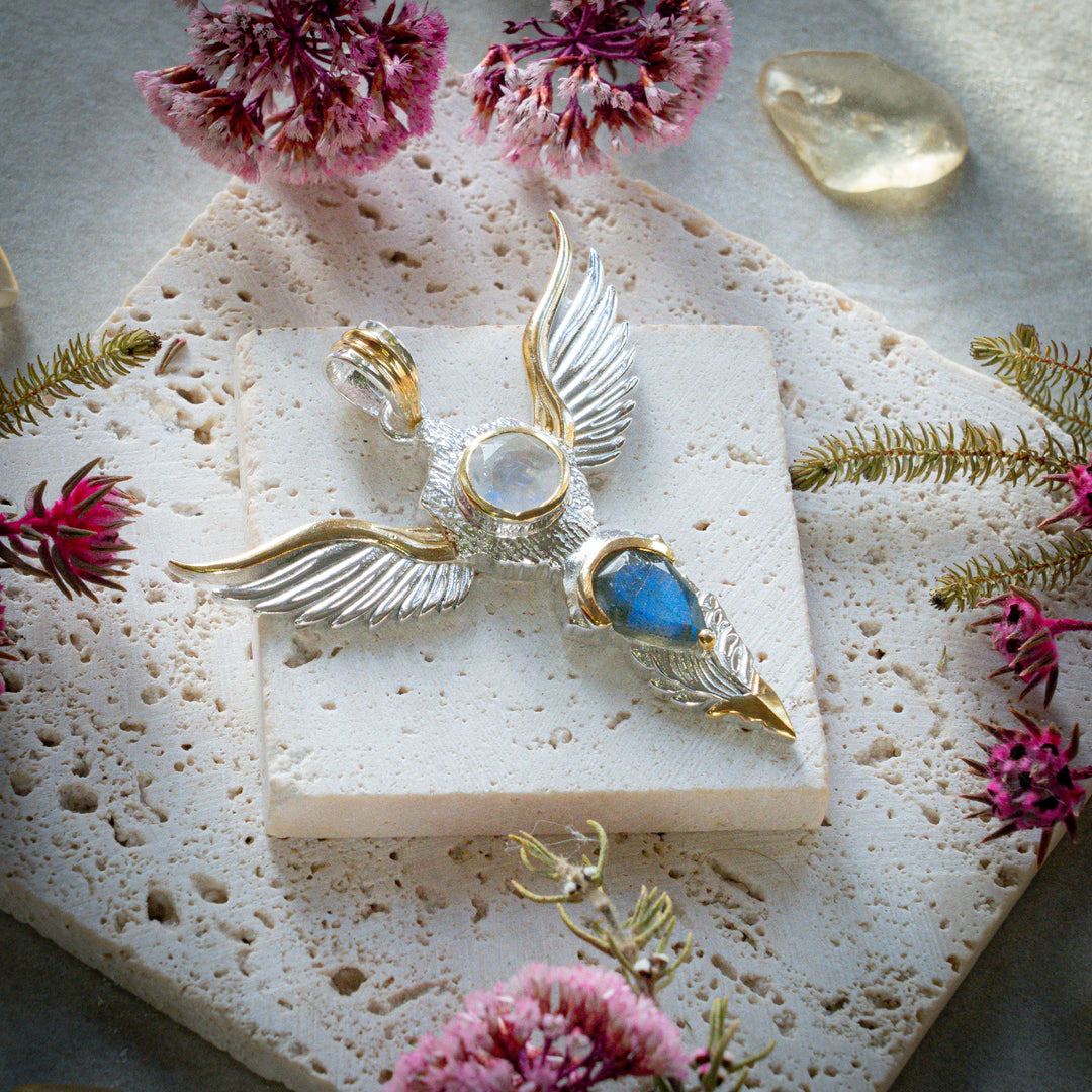 Rainbow Moonstone & Labradorite Wings of Awakening