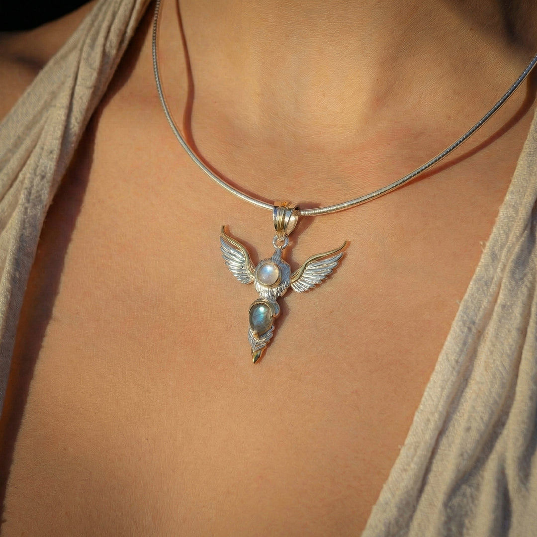 Rainbow Moonstone & Labradorite Wings of Awakening