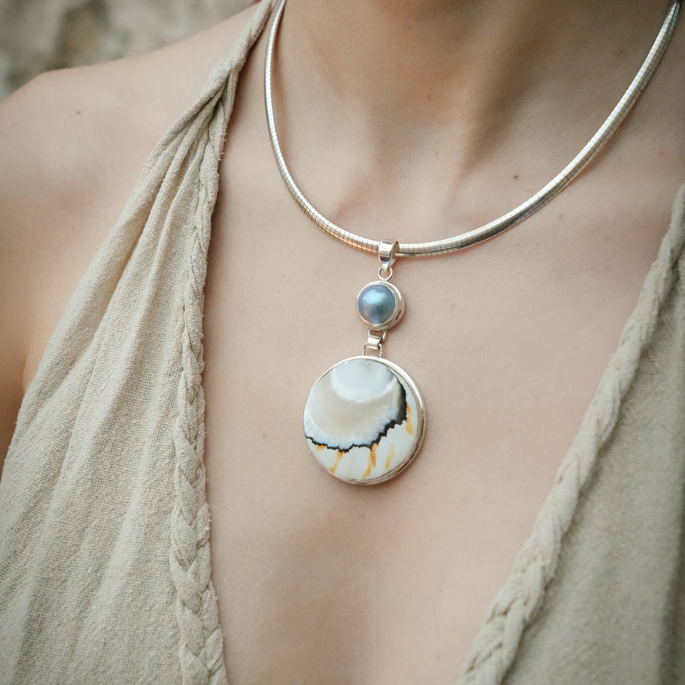Atlantean Pearl Pendant Shell Ocean Siler Goddess Mermaid Jewellery Jewelry Abelone Beach Spiritual Sacred Design