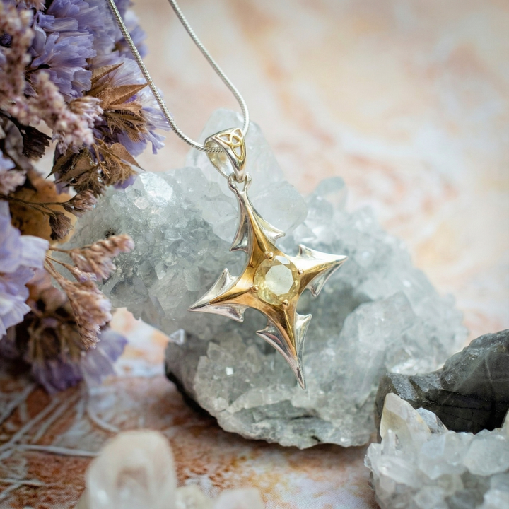 Gold Tektite Soul Compass Pendant
