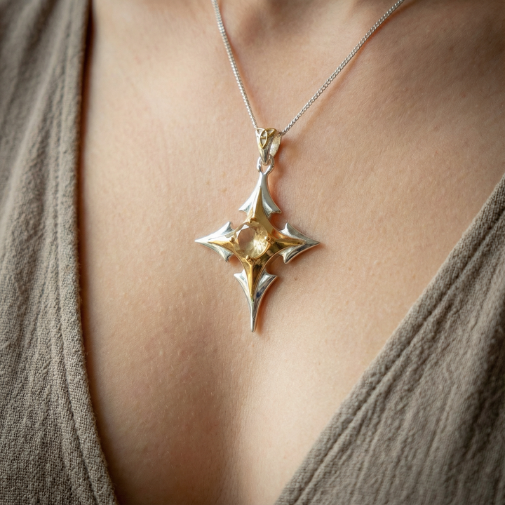 Gold Tektite Soul Compass Pendant