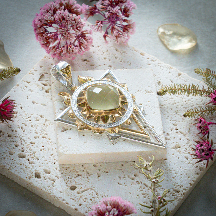 Gold Tektite Solar Stargate Pendant