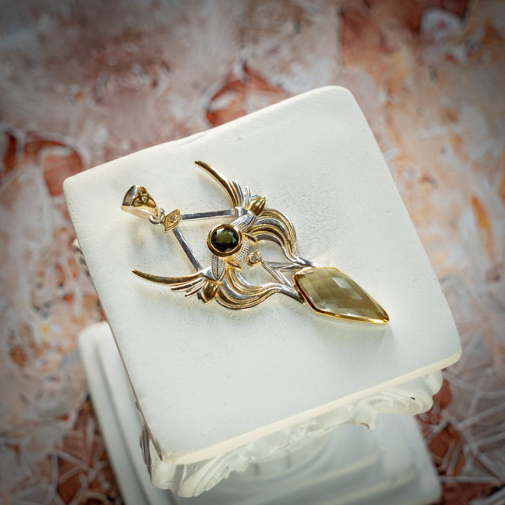 Tektite Divine Ascension Pendant silver moldavite libyan desert glass spiritual ancient modern gold tektite