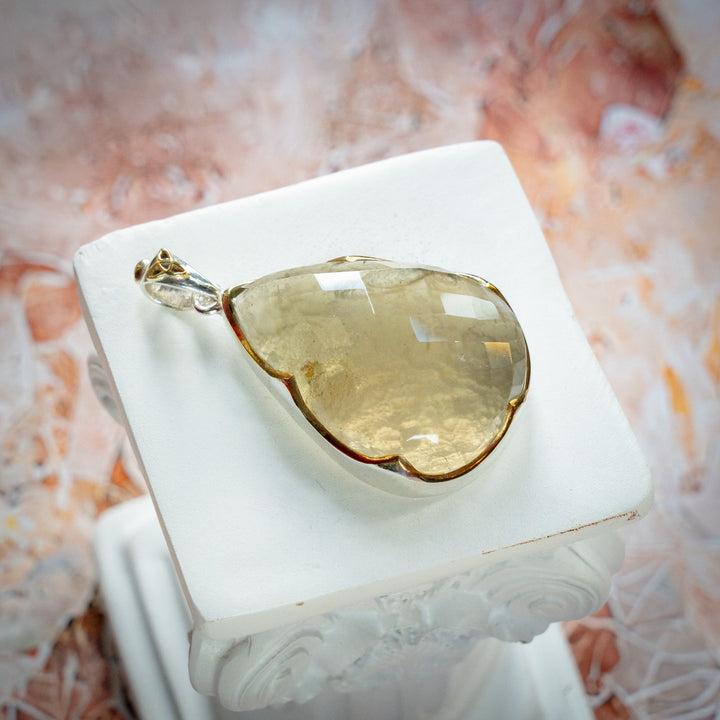 XL Deluxe Crown Set Gold Tektite Pendant