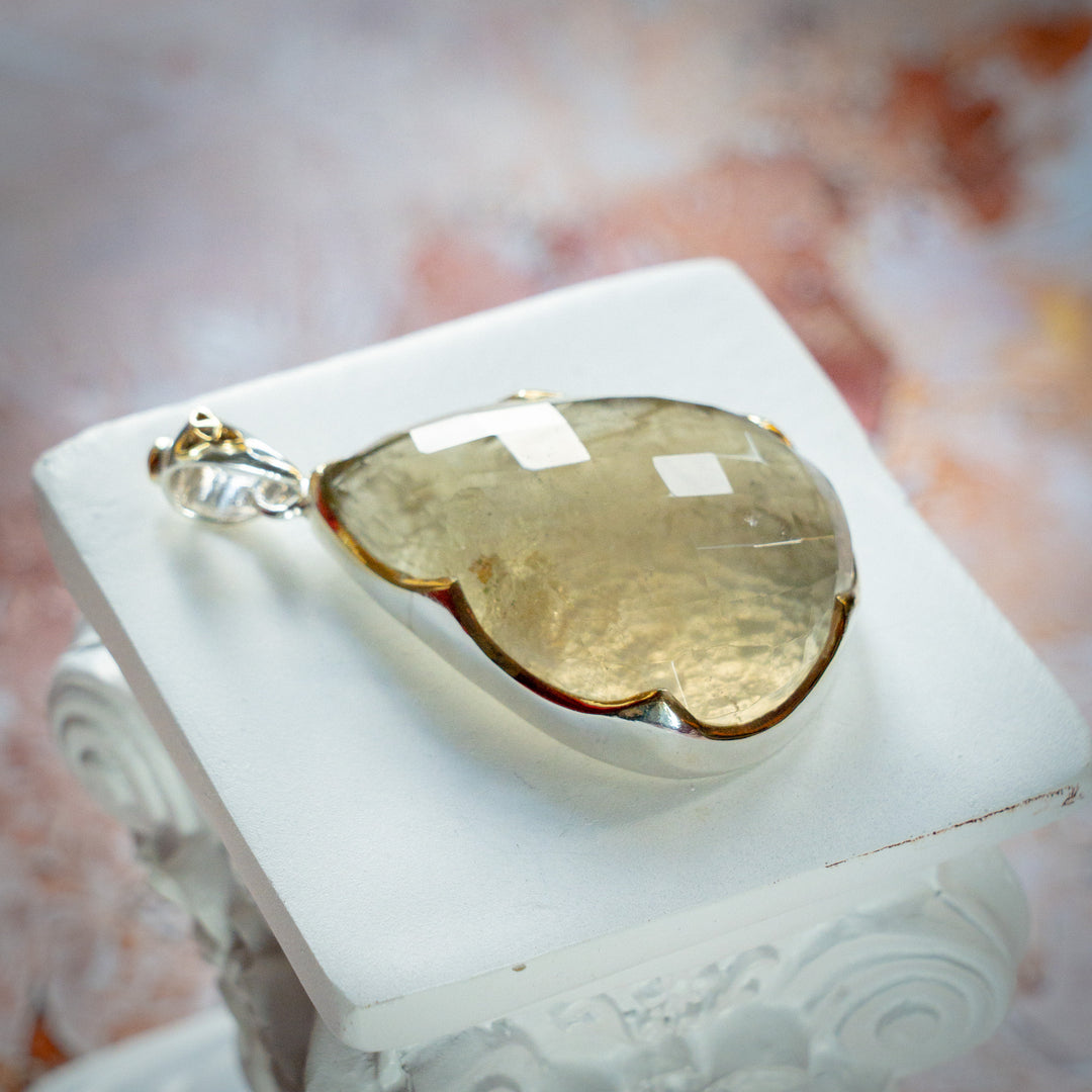 XL Deluxe Crown Set Gold Tektite Pendant