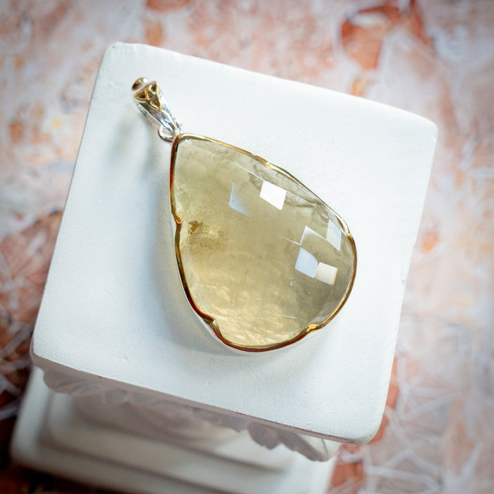 XL Deluxe Crown Set Gold Tektite Pendant