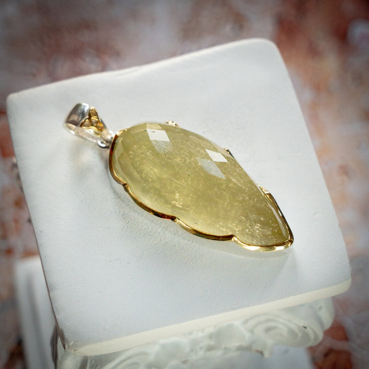 XL Deluxe Crown Set Gold Tektite Pendant