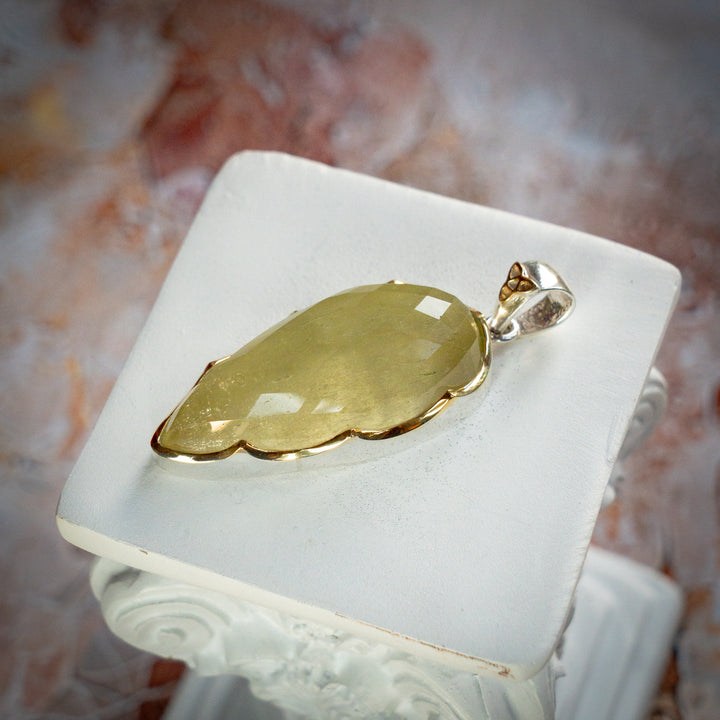 XL Deluxe Crown Set Gold Tektite Pendant