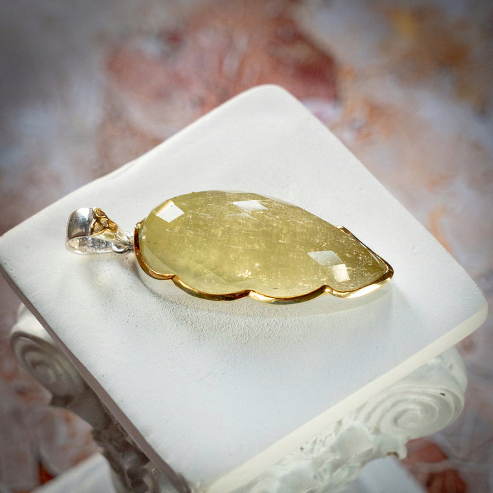 XL Deluxe Crown Set Gold Tektite Pendant
