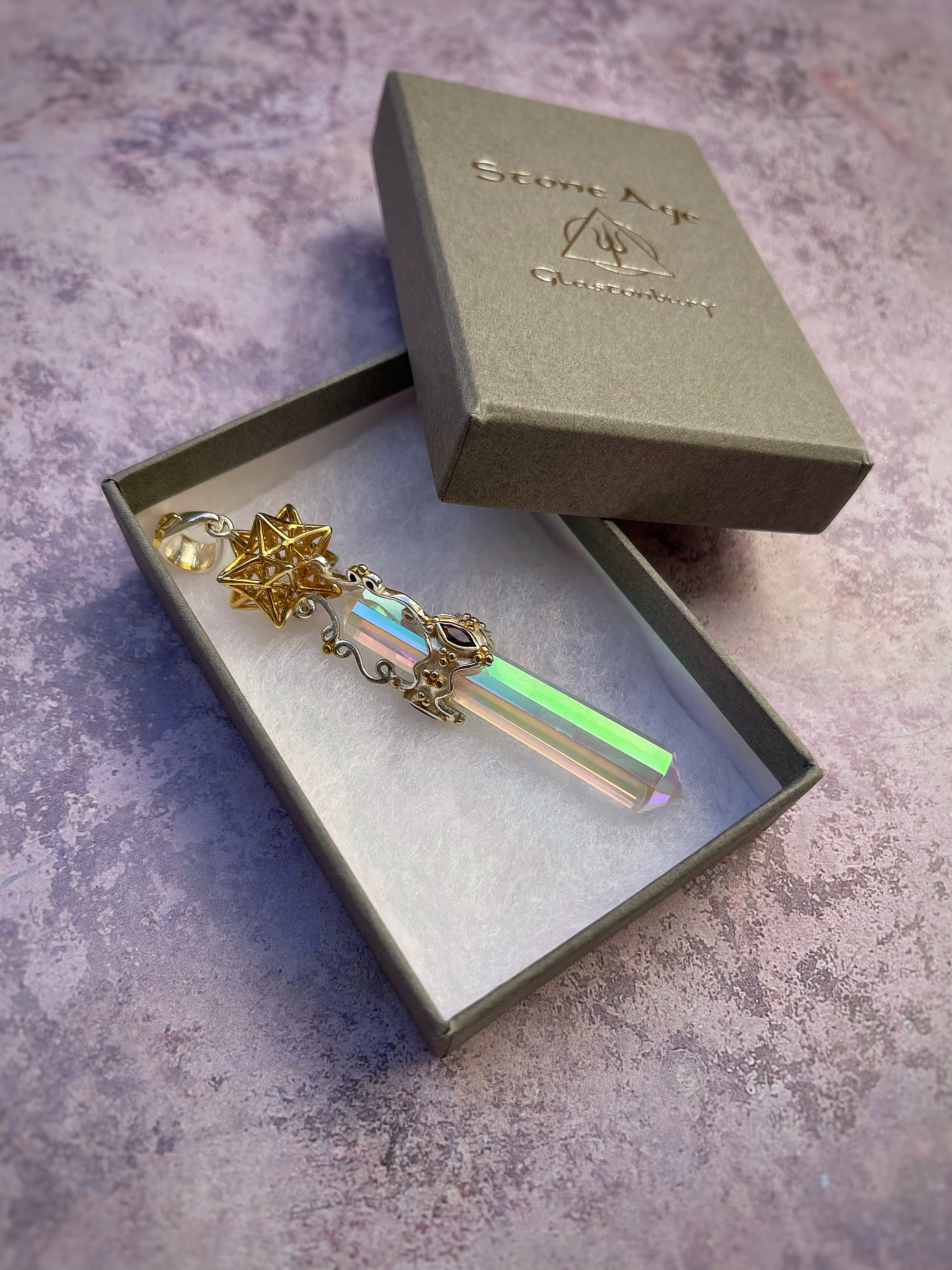 Deluxe Aura Quartz Vogel Pendant StoneAge Glastonbury
